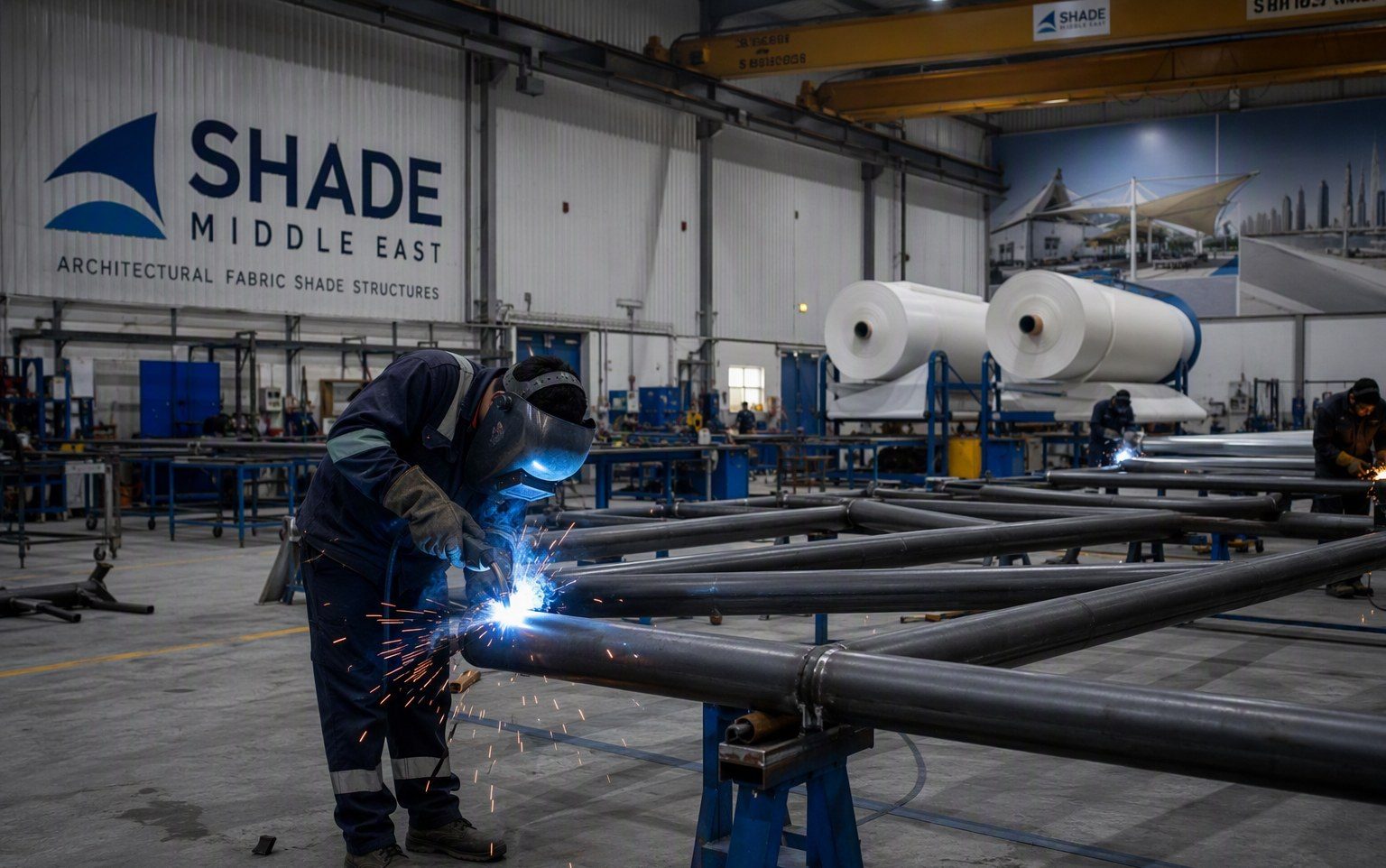 In-house steel fabrication workshop at Al Hamra Industries in Sharjah