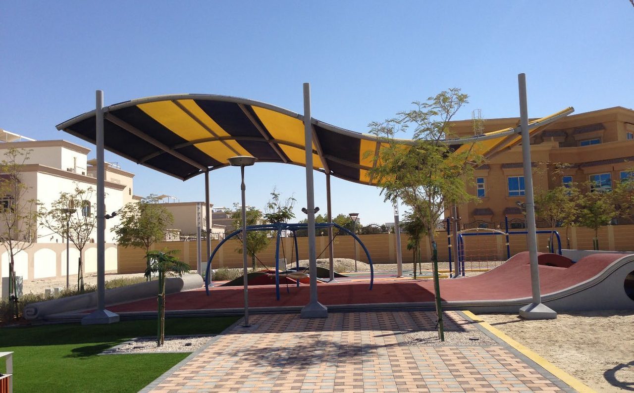 Colourful playground shade structures for Abu Dhabi Municipality
