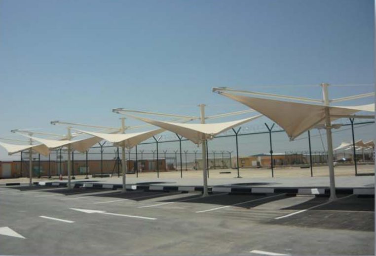 Cantilever car parking shades at Abu Dhabi International Airport Terminal 3